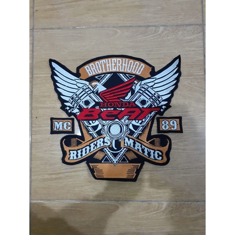 Emblem Bordiran Honda Beat Buat Rompi Polos Jaket