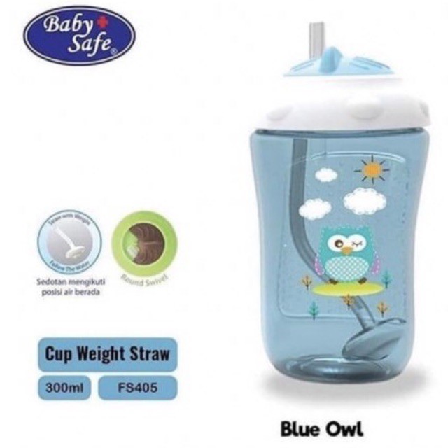 Baby Safe Cup with Weighted Straw 300ml FS405 - Botol Minum Sedotan Bayi Anak Latihan Minum Sedotan Anti Sedak