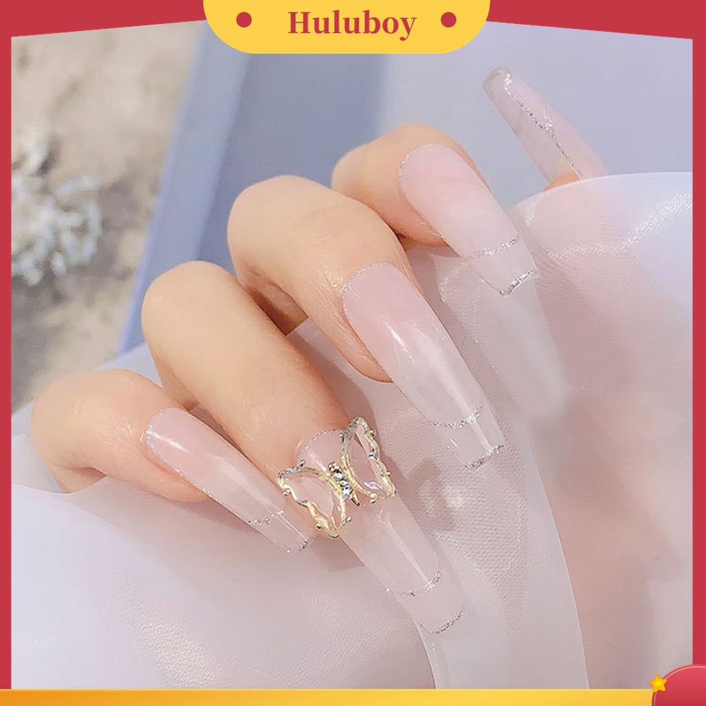 Huluboy Huluboy♡ Butterfly Ornamen Kupu-Kupu Aurora Kristal Imitasi 3D Warna-Warni Untuk Dekorasi Manicure