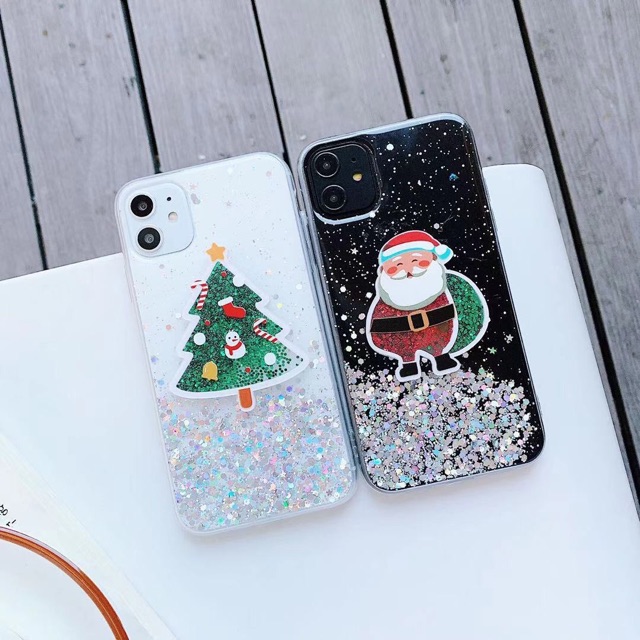 Christmas Glitter Case iPhone Oppo Vivo Xiaomi Samsung Huawei Realme Redmi note 8 7 6 5 4 4x pro 5 3