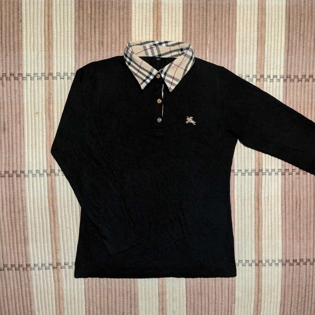 Kaos Polo Wanita BURBERRY LONDON Black Shirt Original Second Preloved
