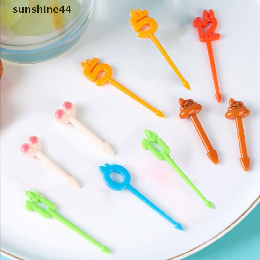 Sunshine 8 / 10 / 24Pcs Garpu Buah / Dessert / Snack Mini Untuk Anak