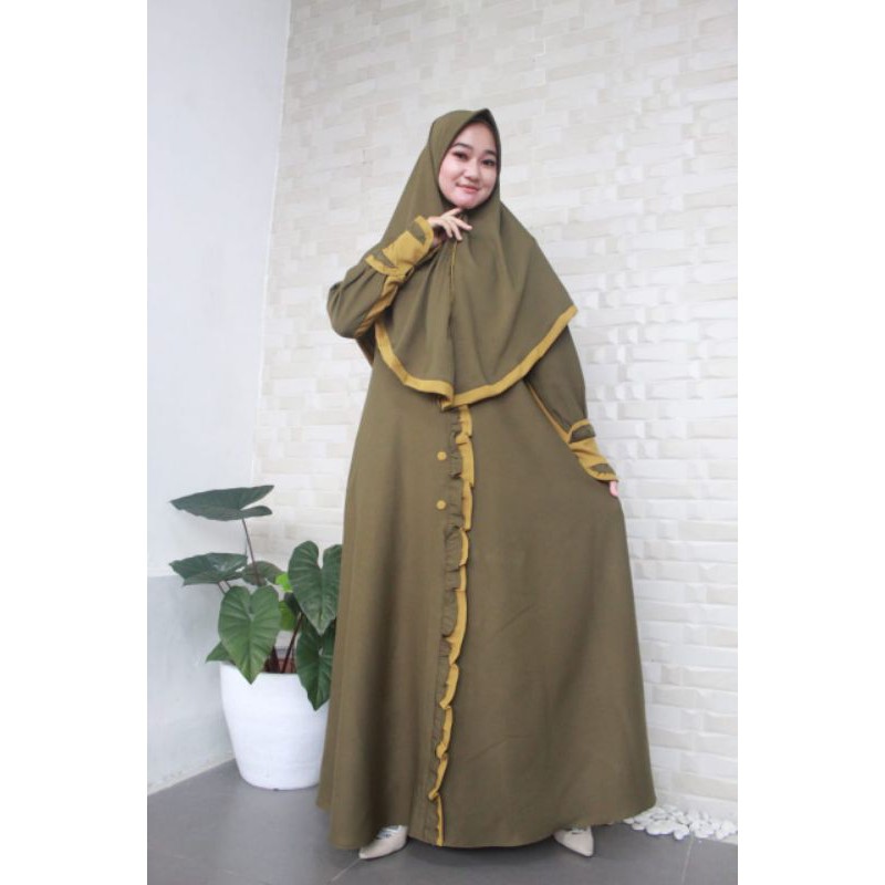 Gamis set hijab zaliny ity crepe premium / Set syari bisa cod