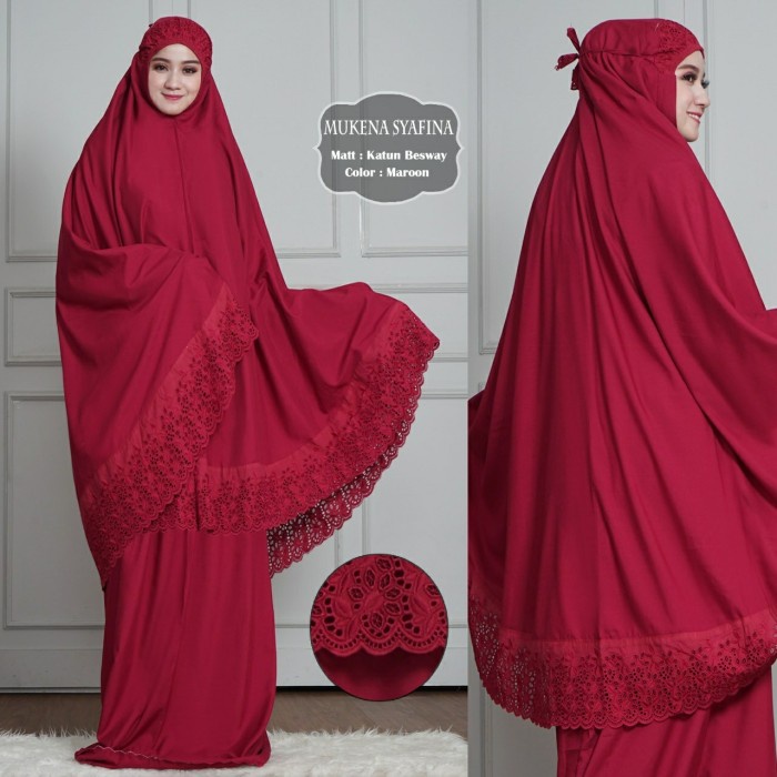 MUKENA- MUKENA DEWASA RUKUH KATUN BORDIR PREMIUM ADEM POLOS JUMBO KHADIJAH NEW - PUTIH -MUKENA.