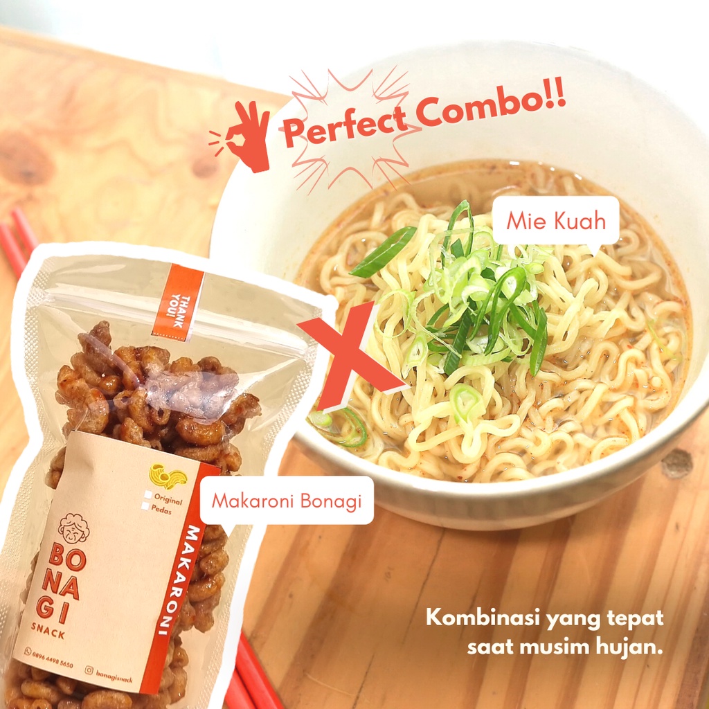 

B'KRONI - Makaroni Pipa by Bonagi Snack | Rasa Original/Pedas 150gr