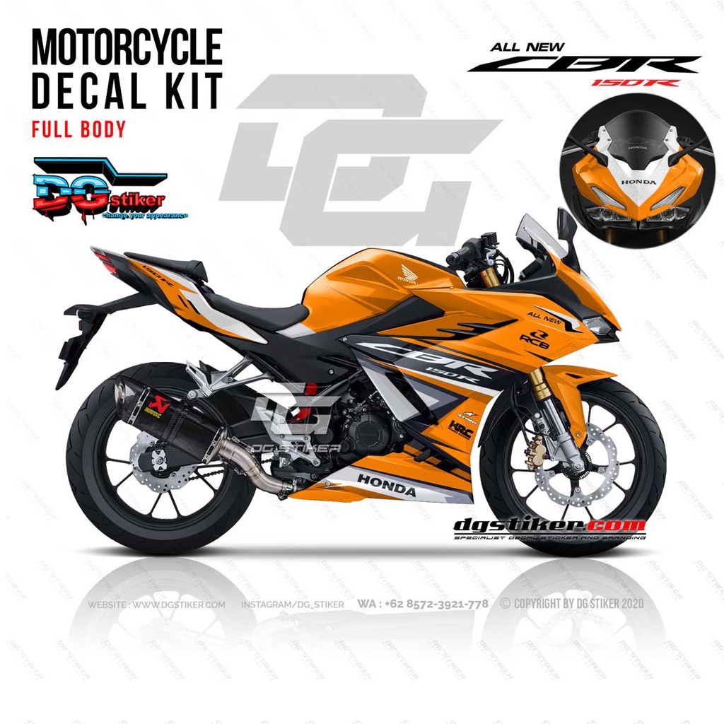 Decal Sticker CBR150R K45R Racing Stright Orange