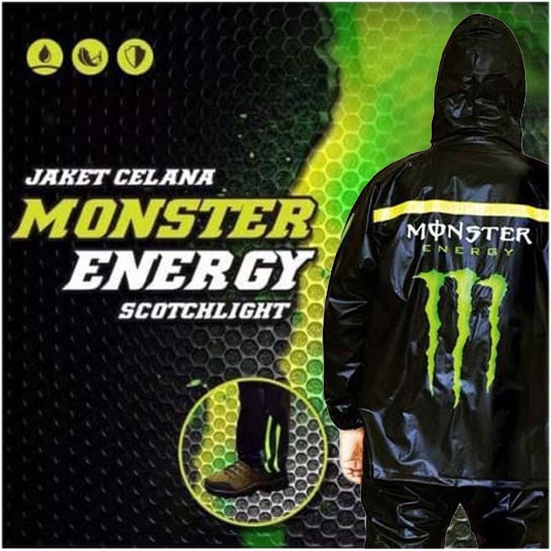 Jas Hujan MONSTER ORIGINAL Setelan Skotlet Scotchlight Jas Hujan 2in1 Baju Jaket Celana Dewasa Pria Wanita ORI Jas Hujan Dewasa Good Quality Mantel Hujan Jaket Hujan Anti Rembes Anti Robek