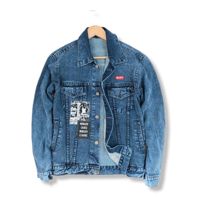 Jaket Jeans Rocafela Original Jaket Bomber Pria Cowok  Bahan Denim