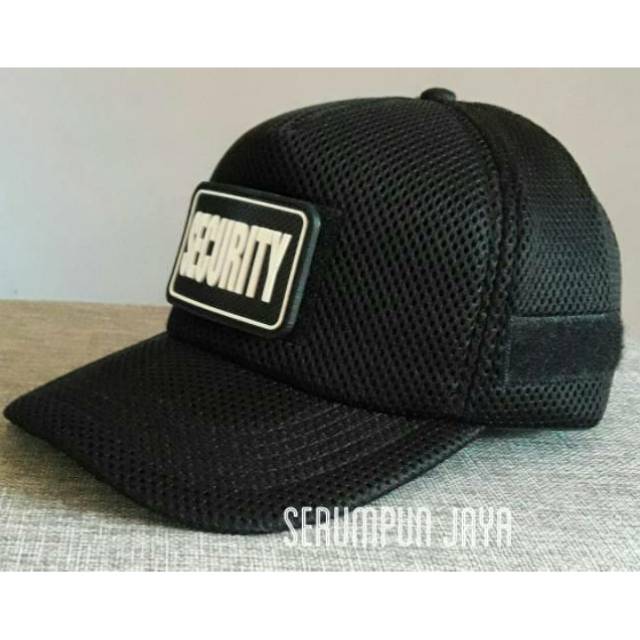 TOPI SECURITY - TOPI SECURITY JARING DOBEL MESH VELCRO + PATCH TULISAN SECURITY