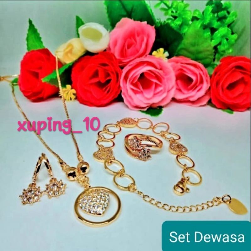 Xuping set perhiasan wanita lapis emas aksesoris fashion AC0401