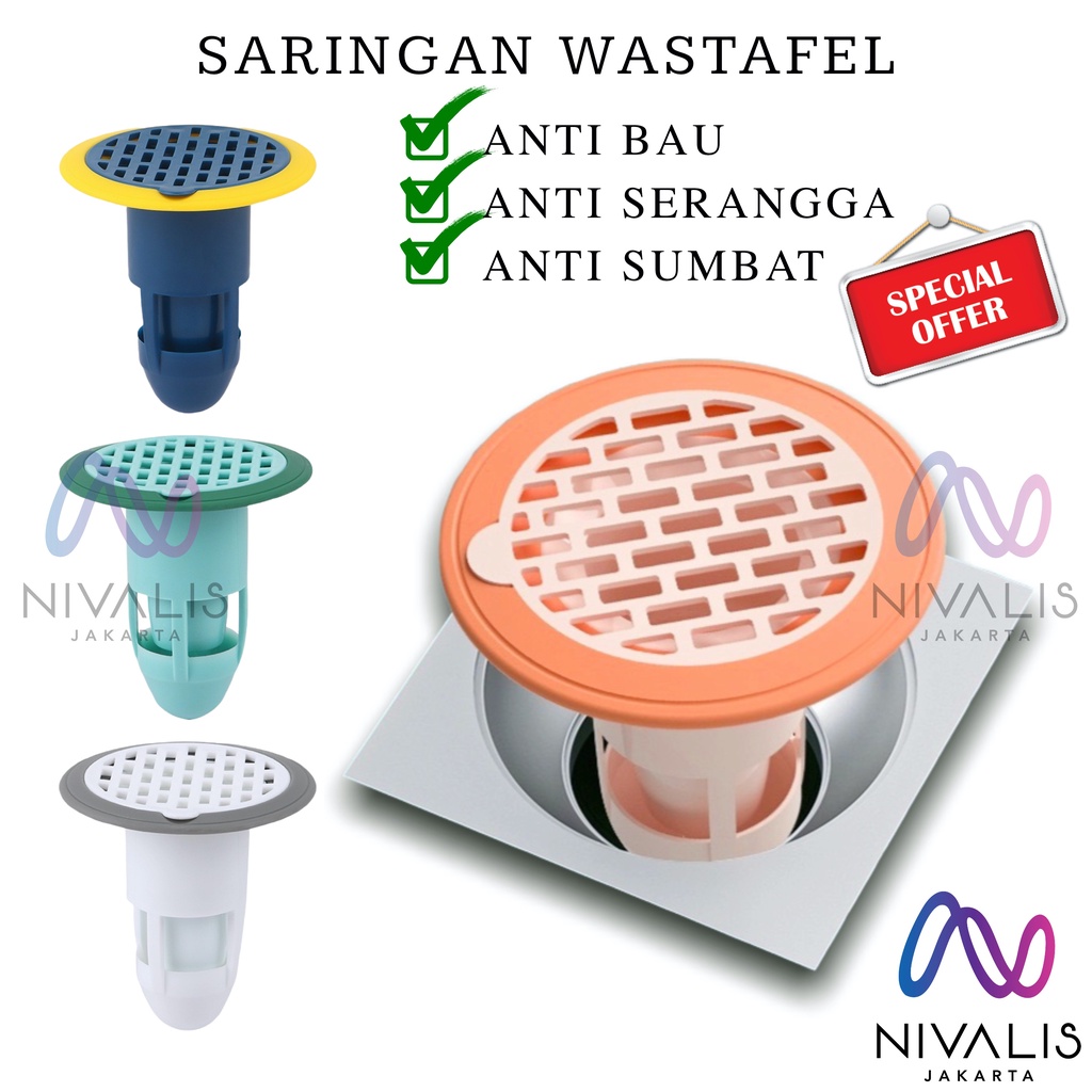 NIVALIS JAKARTA SARINGAN WASTAFEL ANTI BAU DAN KECOA SARINGAN SALURAN PIPA WASTAFEL KAMAR MANDI SARI