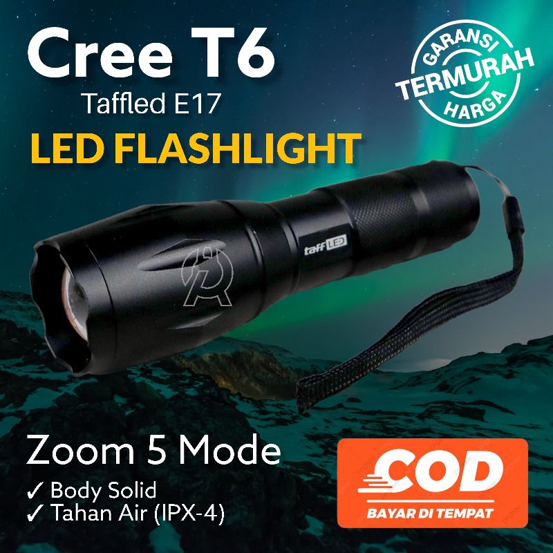 TERMURAH Senter LED E17 Cree XM-L T6 Camping Flashlight Tactical