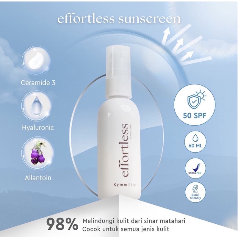 (ORIGINAL) KYMMSKIN EFFORTLESS SUNSCREEN SPF 50 / SUNSCREEN KYMM SKIN