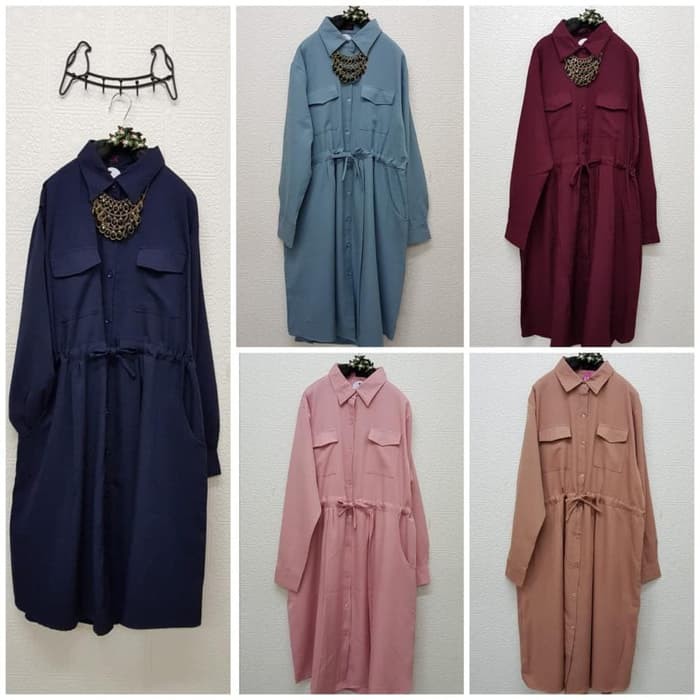 Fash - Kemeja Panjang Fashion Tunik Wanita Krah Polos 5409 Promo