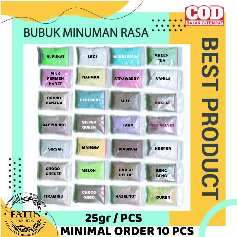 ☘️FATIN☘️BUBUK MINUMAN RASA 25 GR/ SERBUK MINUMAN ANEKA RASA/ BUBUK MINUMAN KEKINIAN/ POWDER DRINK