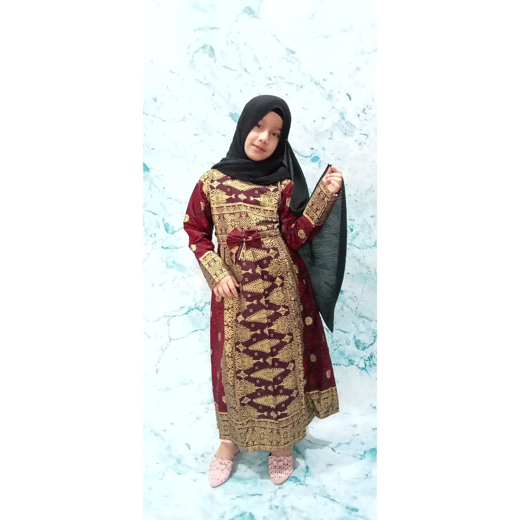  DRESS  ANAK  CEWEK  MOTIF SONGKET PALEMBANG ADA COUPLE AYAH 