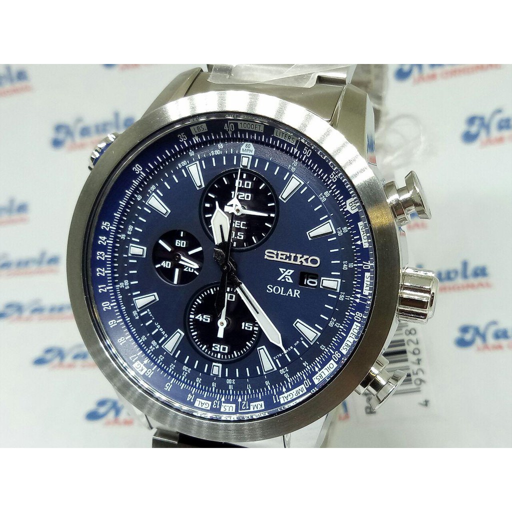 Seiko Prospex SSC347P1 Solar Chrono Flightmaster Blue - Jam Pria SSC347