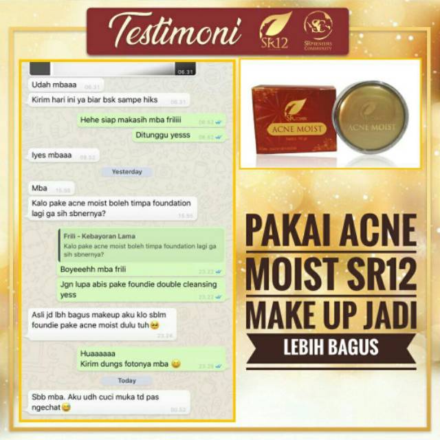 Acne Moist Cream SR12 Krim Jerawat Sedang dan Beruntus