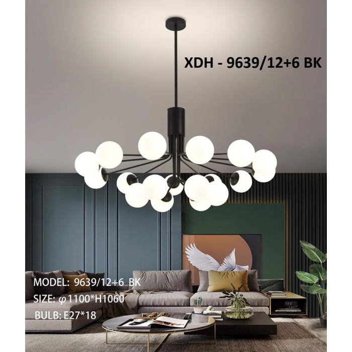 Lampu Gantung Ruang Tamu Ruang Makan Minimalis Nordic XDH 9639/12+6