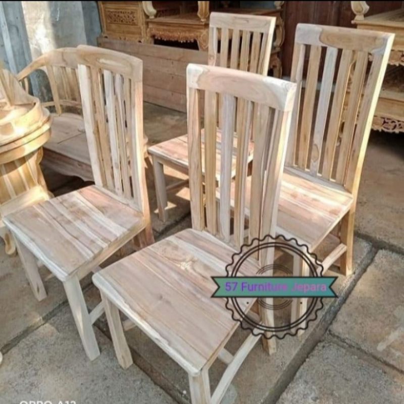 Kursi makan kayu jati mentahan minimalis
