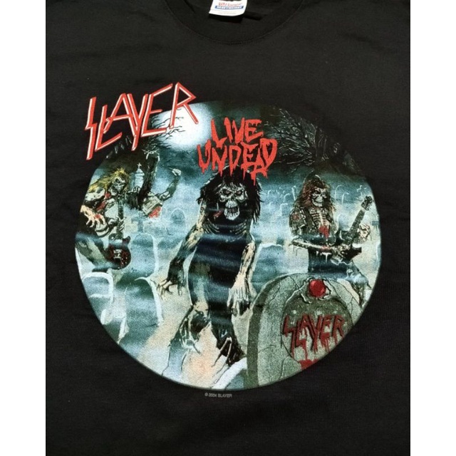 [ Vtg 100% New Old Stock | Dead Stock ] ©2004 SLAYER - LIVE UNDEAD (M) KAOS BAND | T-SHIRT BAND | BA