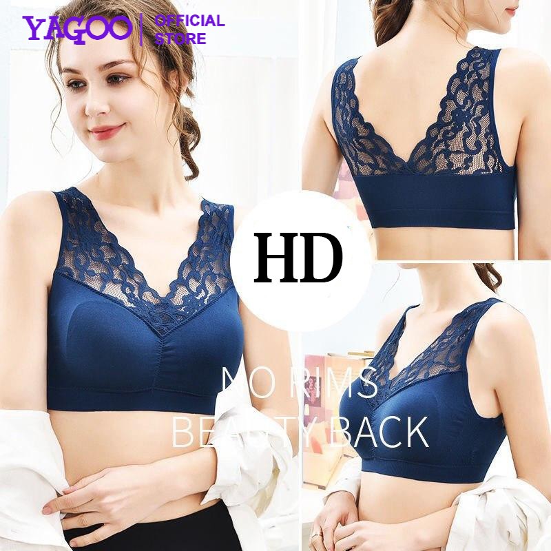 YAGOO - Bra Wanita Tanpa Kawat Bahan Halus Pakaian Dalam bralette Push Up Elastis Sexy dengan Busa bra08