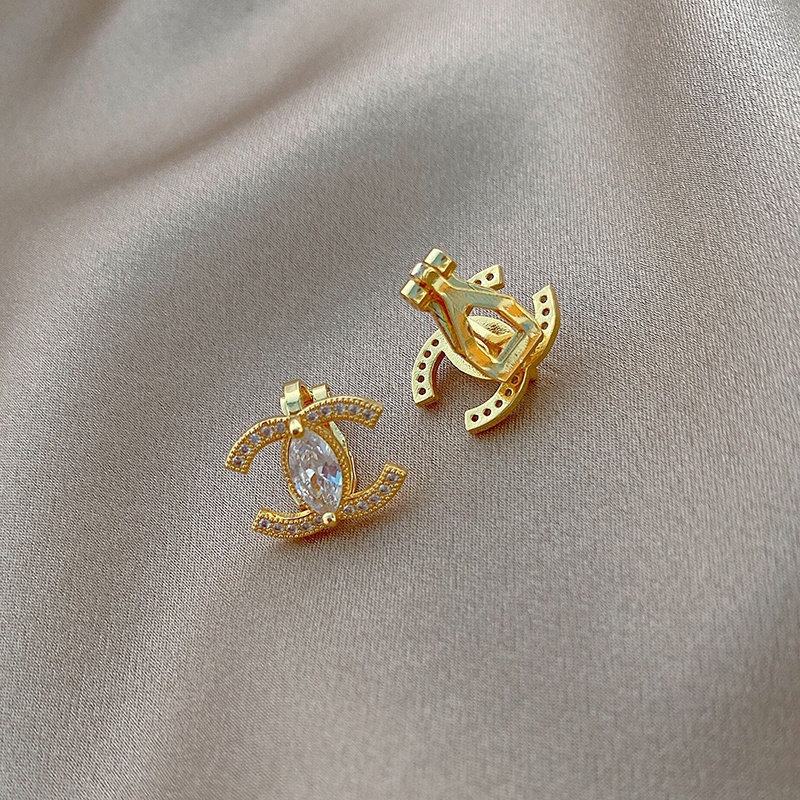 925 anting-anting huruf C ganda perak anting-anting sterling silver high-end wanita anting-anting temperamen