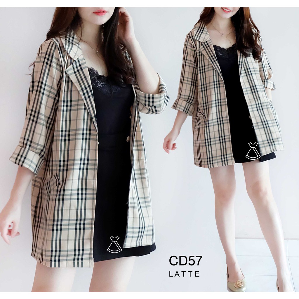 CD57 - Outer Blazer Casual Basic Cotton Linen Stylish Korean Look