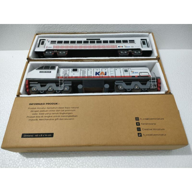 NEW Paket Miniatur Kereta Api Kayu _ lokomotif dan gerbong