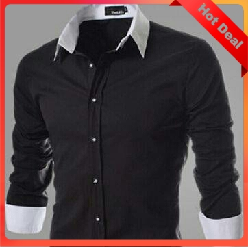 KEMEJA / HEM ATASAN KANTOR PRIA FORMAL SLIM FIT IMPORT WARNA KOMBINASI HITAM PUTIH