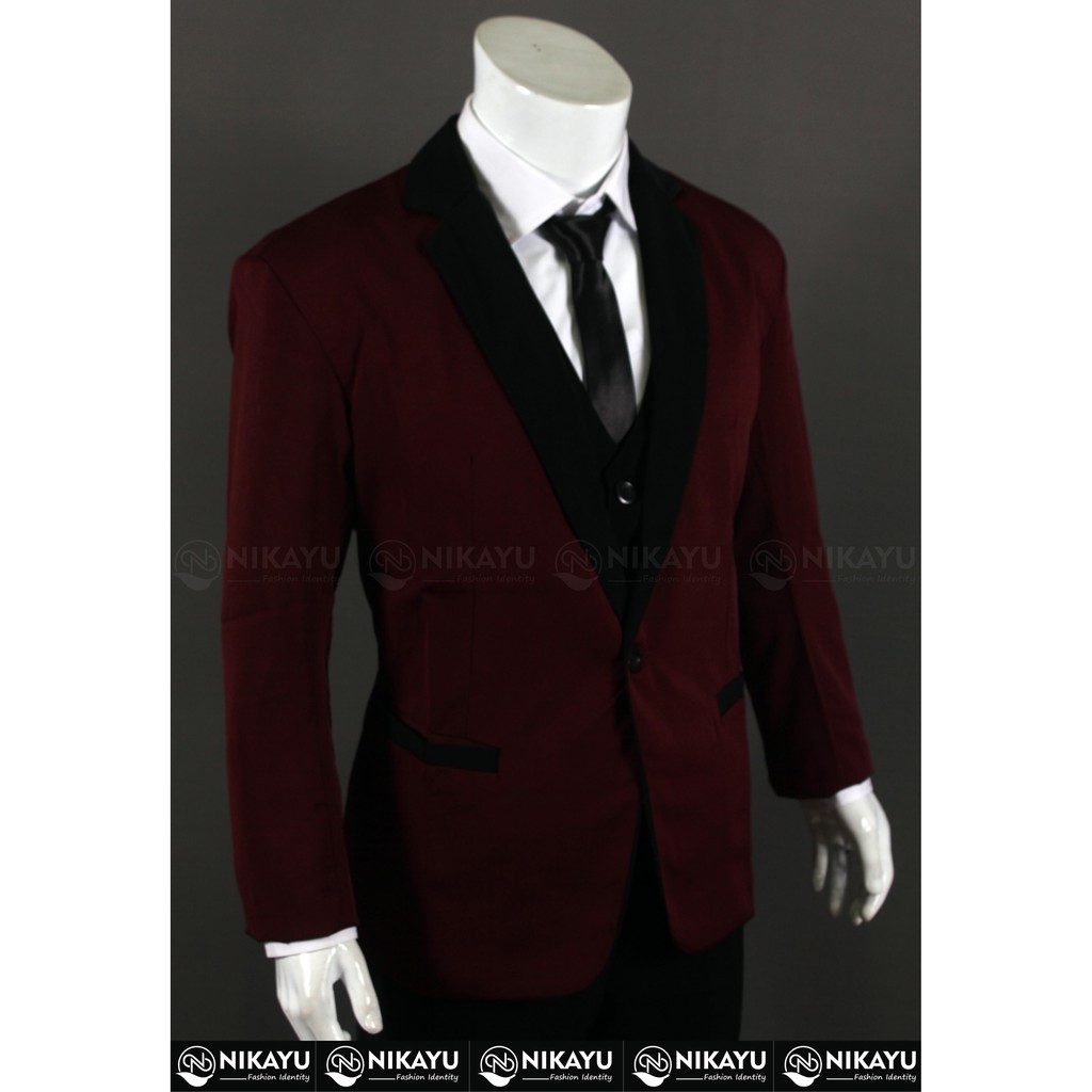 JAS PRIA KEREN HARAZIMA - JAS FORMAL SLIMFIT COWOK MODEL TERBARU CASUAL WARNA MAROON