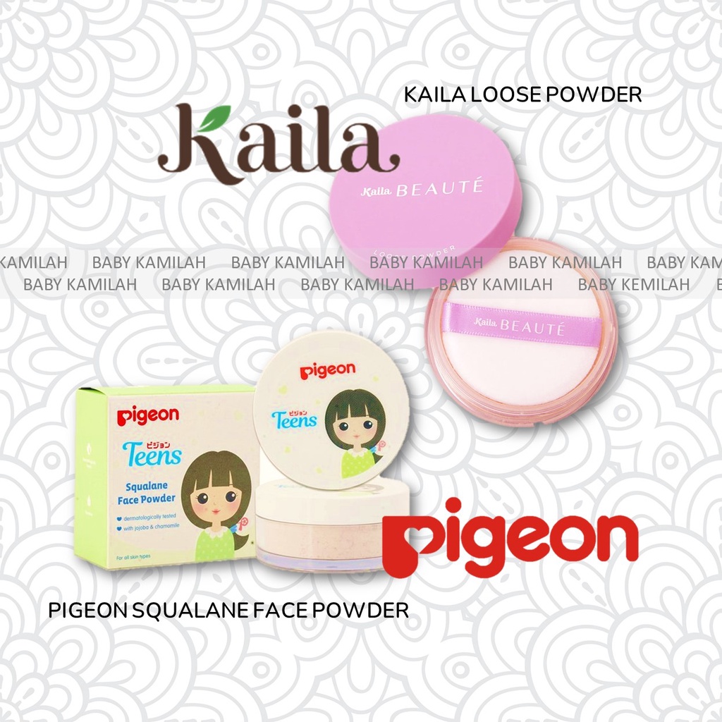 🆗TERLARIS🆗 Pigeon Face Powder dan Loose Powder - Bedak wajah untuk remaja dengan kulit sensitif - PIGEON Squalane Face Powder PIGEON KAILA LOOSE Powder