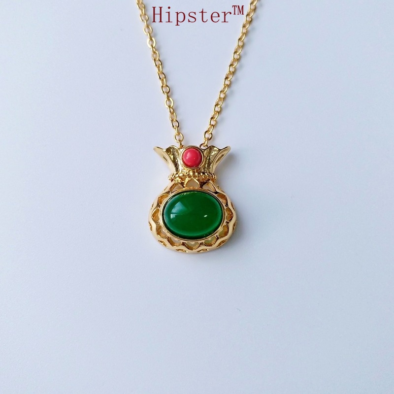 Ethnic Temperament Emerald Golden Lucky Bag Pendant Fashion Simple Necklace