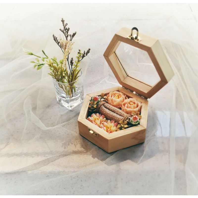 Kotak Cincin Kayu / Kotak Cincin Nikah bahan jati belanda