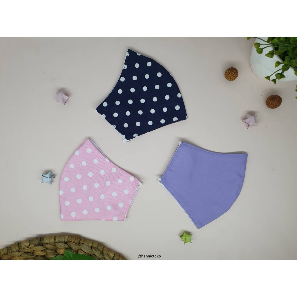  Masker  Kain  Motif Polkadot  2 Lapis Katun Washable Shopee 