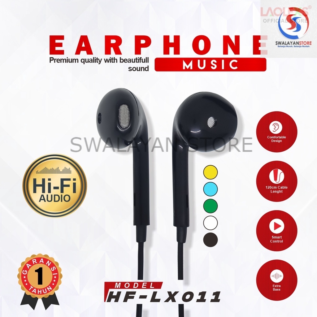 Earphone Laolexs HF-LX011 Music Hifi - Extra Bass Premium Quality (Gransi Resmi 12 Bulan)