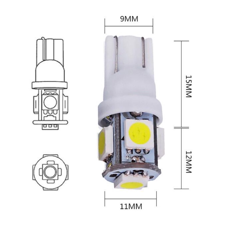 SEPASANG LAMPU LED COLOK T10 SMD 5 MATA