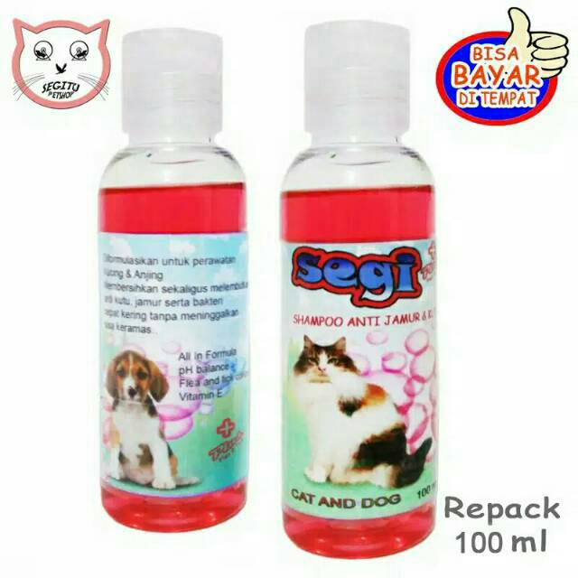 Shampo Kucing 100ml dan anjing anti kutu jamur Tic dan flea Segi plus