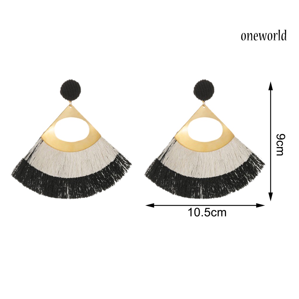 OW@ 1 Pair Decorative Earrings Jewelry Bohemian Scalloped Tassel Drop Earrings for Daily Life