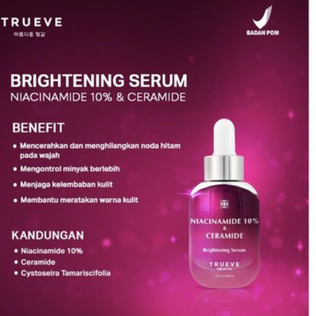 Trueve Brightenung Serum Niacinamide, Trueve Vit C, Trueve Cica Acne ...