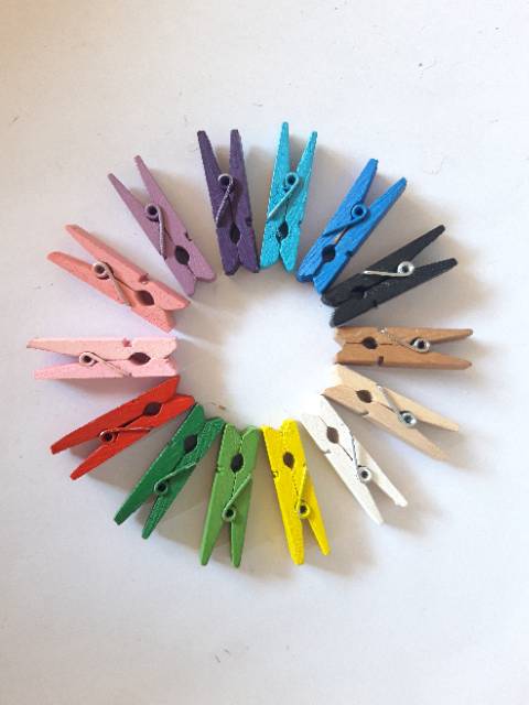 Wooden Clip Warna Warni 3.5cm // Jepit kayu mini // Jepit Foto Kecil //  Jepit Foto Polaroid