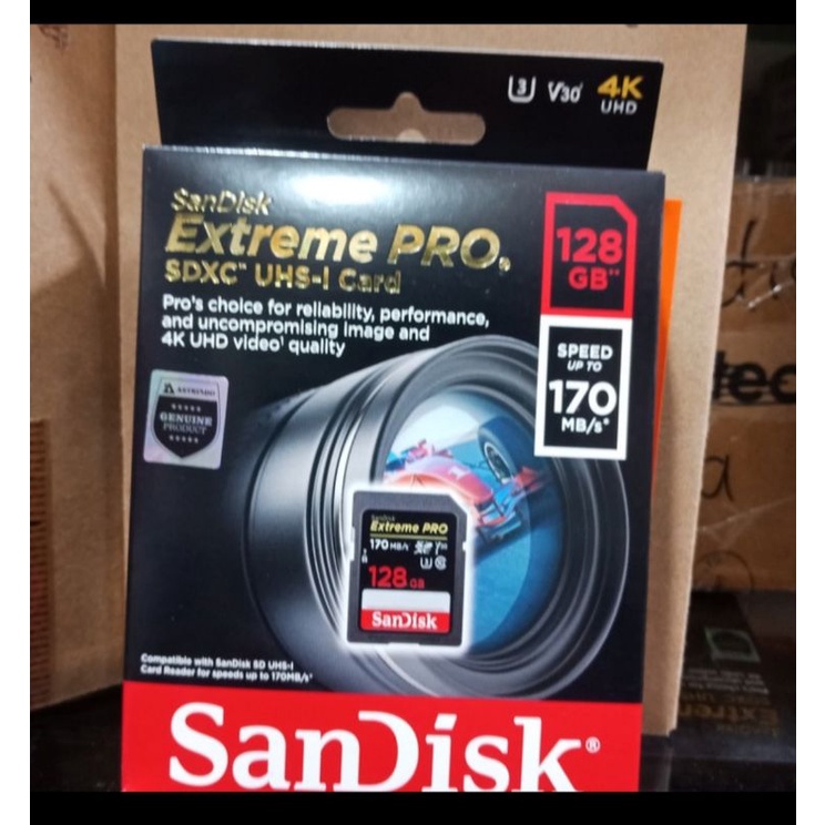 Sandisk SD Card Extreme Pro 128 GB 170MB/S - SD Card Extreme Pro 128 GB ORIGINAL