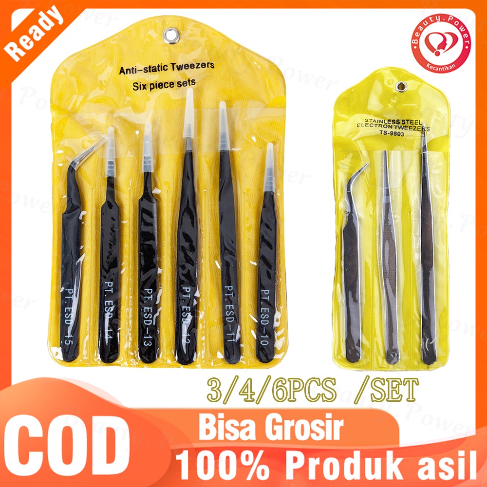 pinset tweezer stenlis serbaguna isi 3/4/6 pcs /set