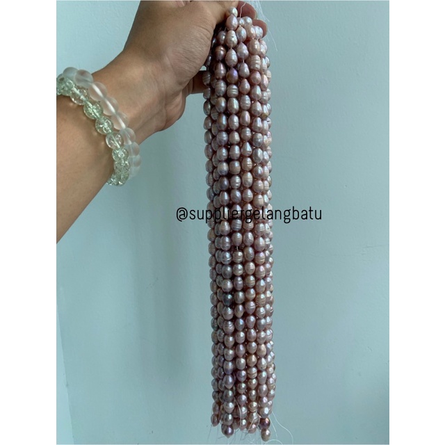 Bahan Mutiara Air Tawar Barok / Baroque LAVENDER 10 x 16mm OVAL pearl