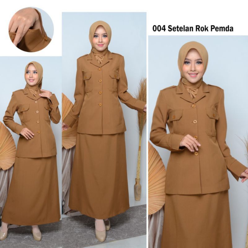 SERAGAM PEMDA WANITA SERAGAM PNS BAJU PEMDA WANITA ROK KANTONG DADA KRAH JAS  MURAH TERLARIS