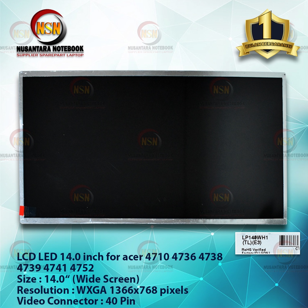 LCD LED 14.0 Inch Tebal CPO For Acer, Toshiba dan Asus