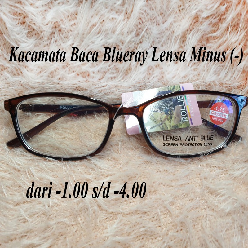 Kacamata Baca Blueray Lensa Minus (-) -1.00 s/d 4.00 Pria Wanita kacamata fashion Reading Glasses