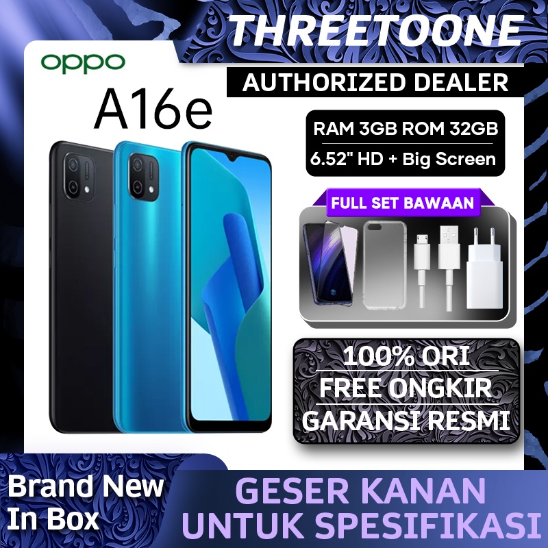 Oppo A16e/A17K 3/64GB RAM 3GB ROM 32GB Fingerprint Sensor MTK P22 Bigger Battery 4230mAh Garansi Resmi Oppo