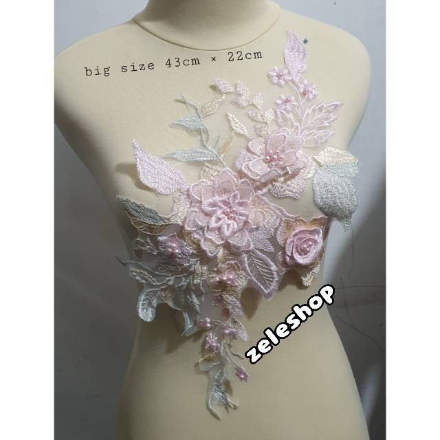 BUNGA RENDA LACE BORDIR 3D / PATCH LACE BORDIR BAJU