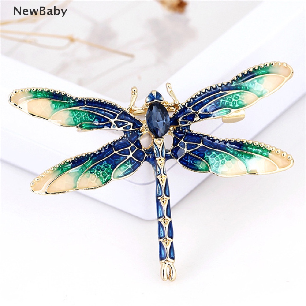 Newbaby Bros Pin Enamel Bentuk Capung Aksen Berlian Imitasi Untuk Hadiah Perhiasan Wanita